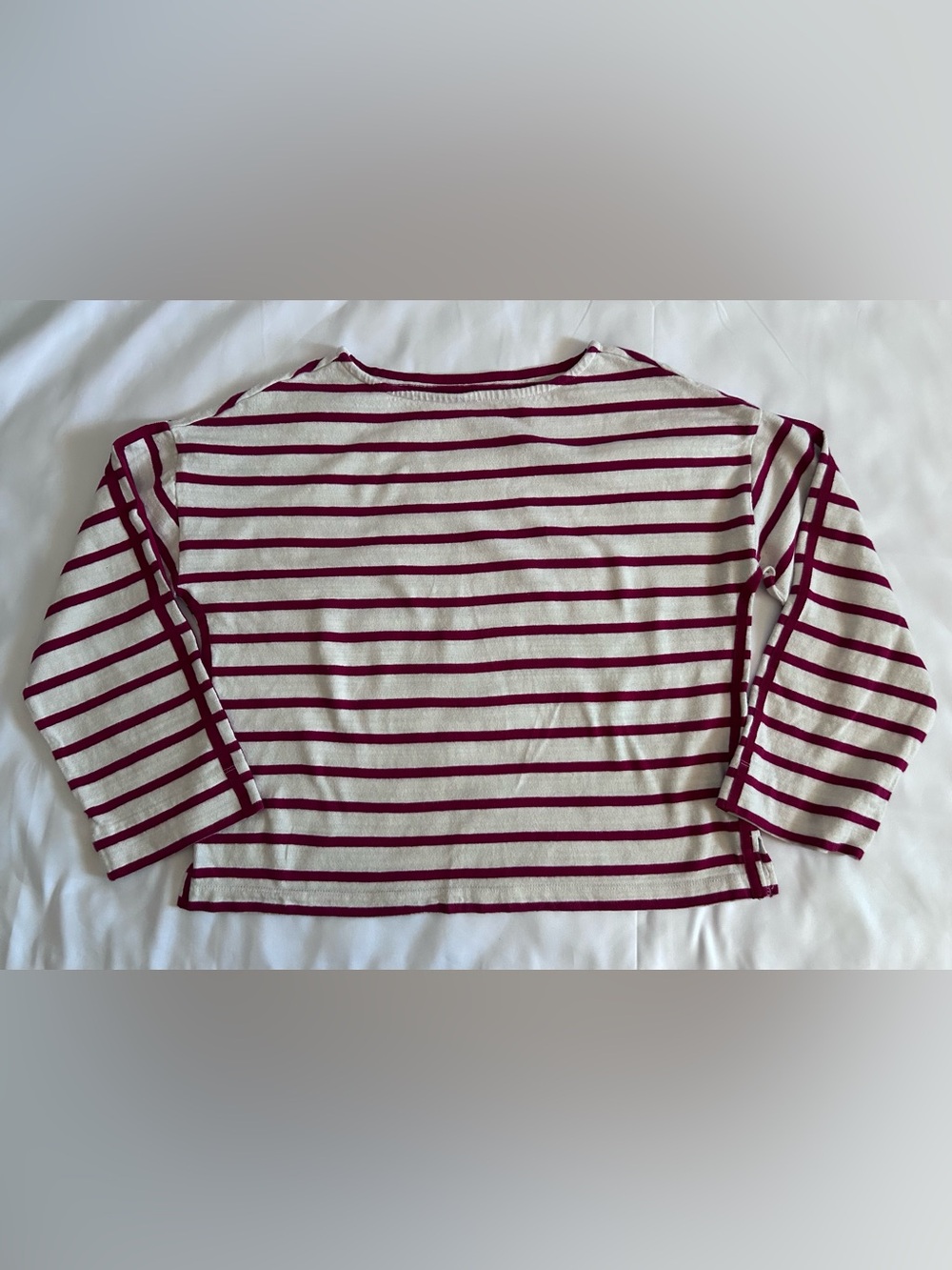 LOFT Long Sleeve, Red And White Striped Boat Neck Top Size Medium